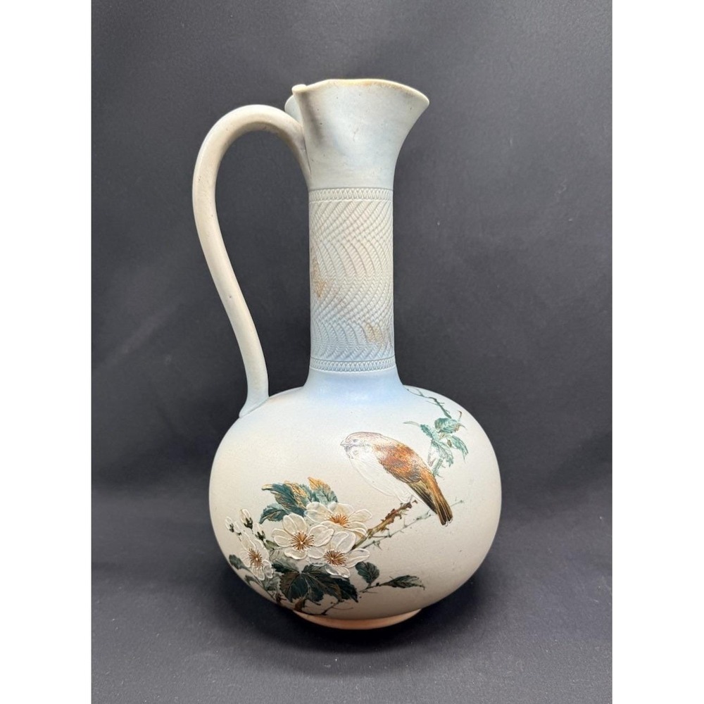 Rookwood‎ Early Kataro Shirayamadani 101A Blue Ewer Vase Flower Bird 1887